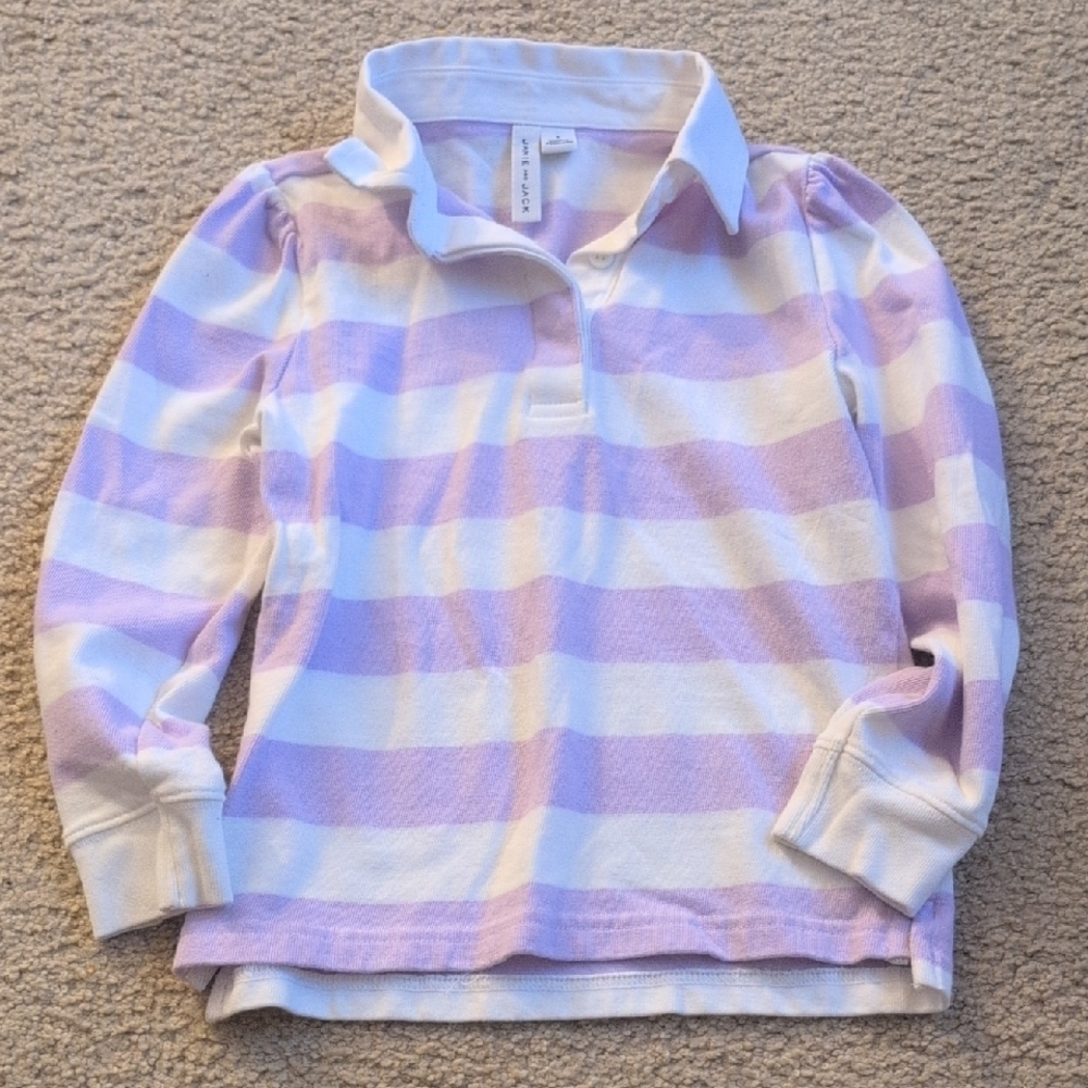 Janie & Jack Purple & White Stripes Color Shirt Size 5